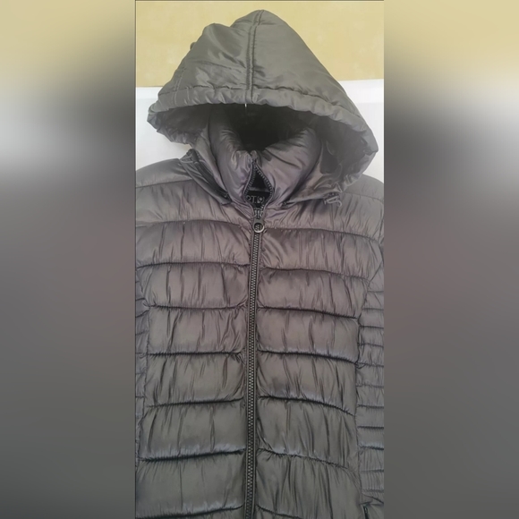 Apt 9 Silver/Grey Hooded Quilted Puffer Coat Size Small - Picture 4 of 15